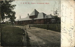 C. & N. W. Depot Ironwood, MI Postcard Postcard Postcard