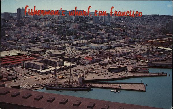Air View of Fisherman's Wharf and Golden Gate Bridge San Francisco California