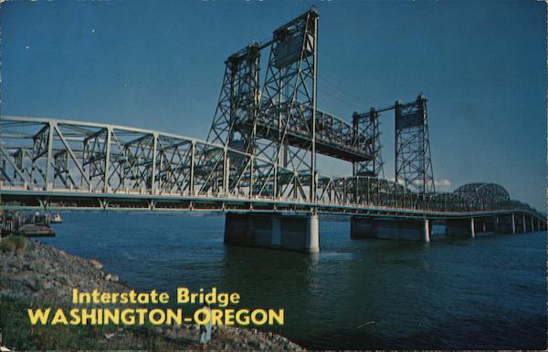 Interstate Bridge Washington Oregon Portland OR Postcard Interstate Bridge Washington Oregon Portland OR Postcard