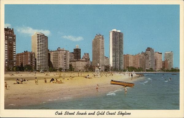Oak Street Beach and Gold Coast Skyline Chicago Illinois