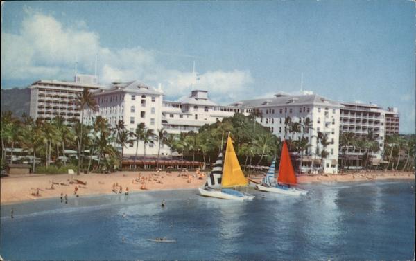 Low Aerial View of the Moana Hotel Honolulu Hawaii