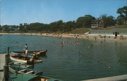 Beach and Bathhouse Postcard