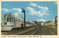 Famous Denver Zephyr and CB&Q RR Station Galesburg, IL Postcard Postcard Postcard