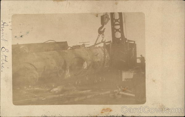 Picking up a Train Engine That Had Tipped Locomotives