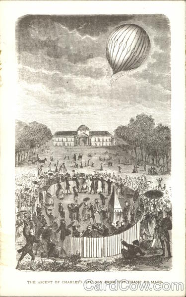 The Ascent of Charles' Balloon From the Champ de Mars Paris France