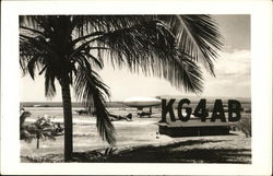 Airfield with Airship on Tarmac Postcard