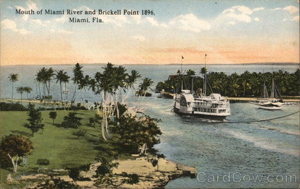 Mouth of Miami River and Brickell Point 1896 Florida