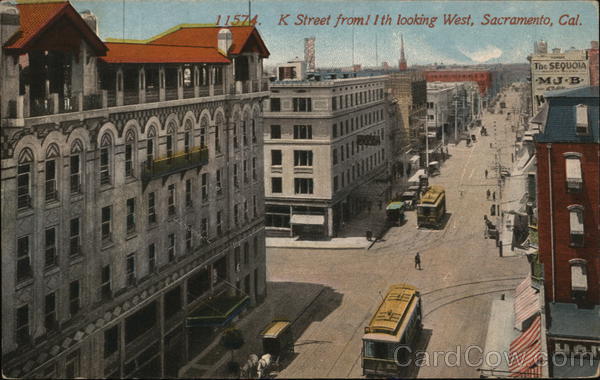 K Street From 11th, Looking West Sacramento California