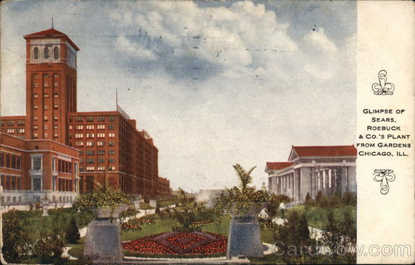 Glimpse of Sears, Roebuck & Co's Plant From Gardens Chicago Illinois
