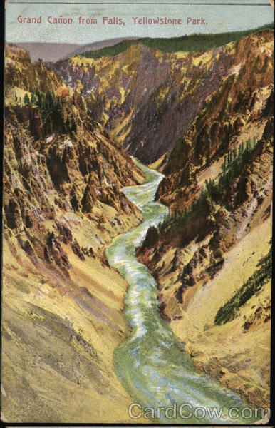 Grand Canyon From Falls Yellowstone National Park