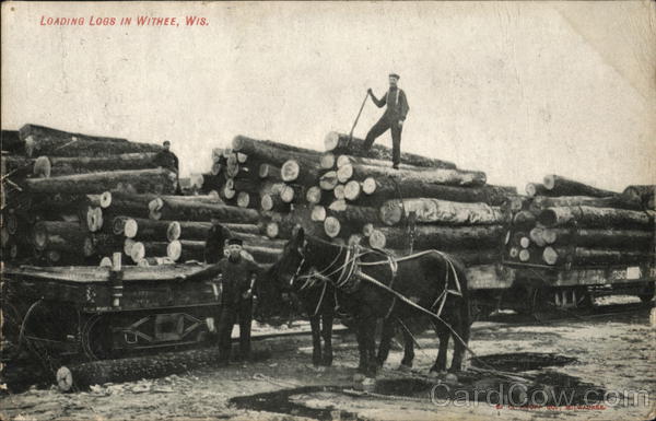 Men Loading Logs Withee Wisconsin