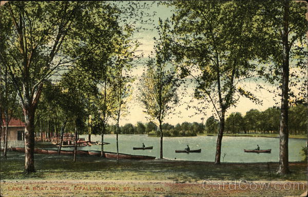 Lake & Boat House, O'Fallon Park St. Louis Missouri