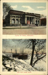Layton Art Gallery and Lake Park Winter Scene Postcard
