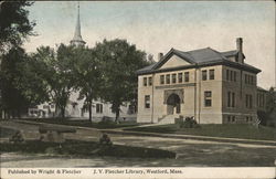 J.V. Fletcher Library Westford, MA Postcard Postcard Postcard