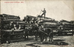 Men Loading Logs Withee, WI Postcard Postcard Postcard