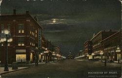 Night Street Scene Rochester, NY Postcard Postcard Postcard