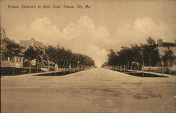 Armour Boulevard at Main Street Postcard