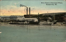 River Scene at Municipal Wharf Kansas City, MO Postcard Postcard Postcard