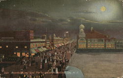 Boardwalk and Steel Pier by Moonlight Postcard