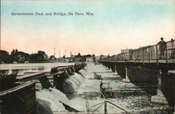 Government Dam and Bridge De Pere, WI Postcard Postcard Postcard