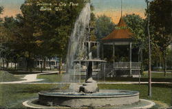 Fountain in City Park Berlin, WI Postcard Postcard Postcard