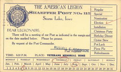 American Legion Notice of Post Meeting and Election Postcard