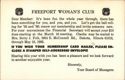 Freeport Women's Club Dues Request Illinois Postcard Postcard Postcard