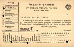 Knights of Columbus Meeting Notification Postcard