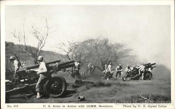 U.S. Army in Action with 105MM. Howitzers