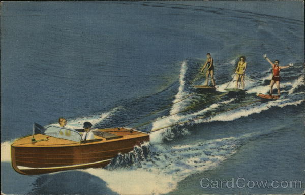 Three People Enjoy Water Skiing Surfing and Waterskiing