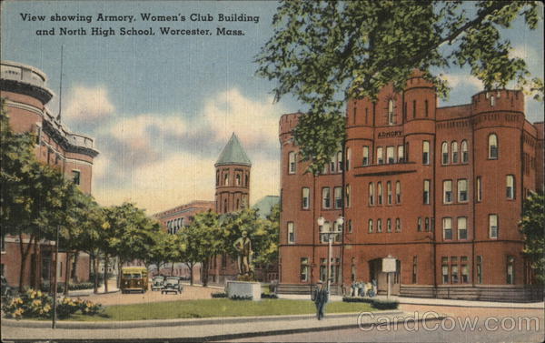 Armory, Women's Club Building and North HIgh School Worcester Massachusetts
