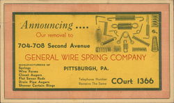 General Wire Spring Company Pittsburgh, PA Postcard Postcard Postcard