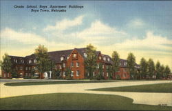 Grade School Boys Apartment Buildings Postcard