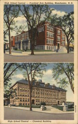 High School Central - Practical Arts Building & Classical Building Manchester, NH Postcard Postcard Postcard