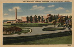 Washington Park High School From Valley Drive Racine, WI Postcard Postcard Postcard