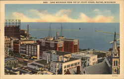 Lake Michigan From Top of Court House Racine, WI Postcard Postcard Postcard