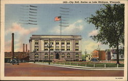 City Hall, Racine on Lake Michigan, Wisconsin Postcard