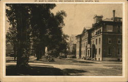 St. Mary's Hospital and Catholic Church Postcard