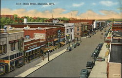 Looking Along Main Street Sheridan, WY Postcard Postcard Postcard