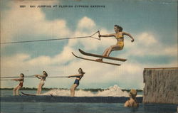 Ski Jumping at Florida Cypress Gardens Postcard