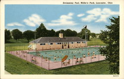 Swimming Pool at Miller's Park Lancaster, OH Postcard Postcard Postcard