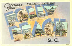 Greetings From Atlantic Pavilion Folly Beach, SC Postcard Postcard