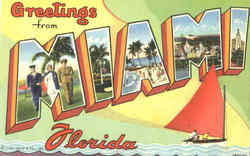 Greetings From Miami Postcard