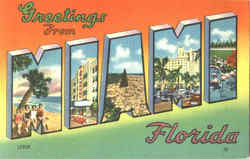 Greetings From Miami Postcard