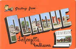 Greetings From Purdue University Lafayette, IN Postcard Postcard