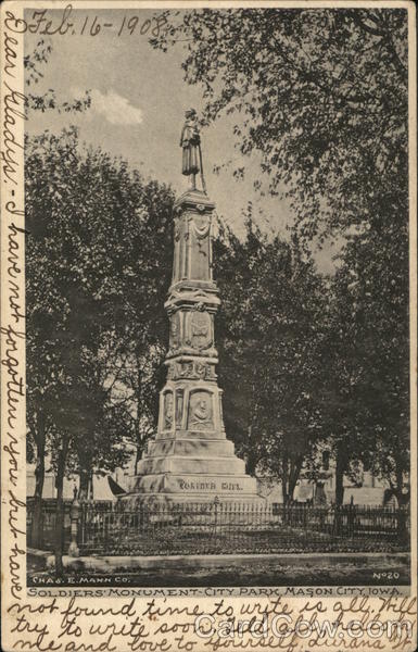 Soldiers' Monument, City Park Mason City Iowa