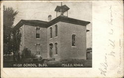 High School Building MIles, IA Postcard Postcard Postcard
