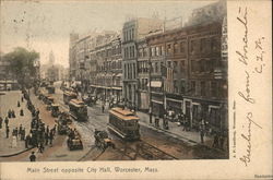 Main Street opposite City Hall Worcester, MA Postcard Postcard Postcard