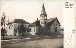 M. E. Church and Parsonage Postcard