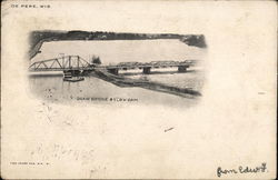 Draw Bridge Below Dam De pere, WI Postcard Postcard Postcard